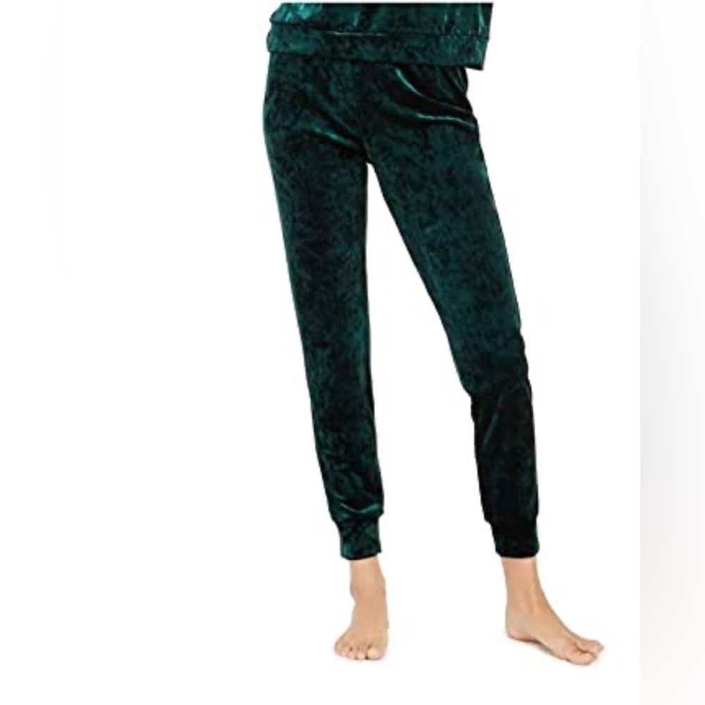 Alfani Intimates Women’s Velvet Comfy Jogger Pants loungewear in Pine Green S